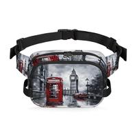 Mexpekil Big Ben Sac banane rouge à double étage avec fermeture éclair bidirectionnelle et sangle réglable, Noir