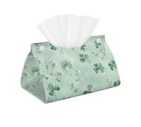 Mexpekil Boîte à mouchoirs rectangulaire en cuir imperméable pour la maison, la voiture, le bureau (motif trèfle vert)