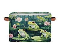 Mexpekil Boîte de rangement pour étagères avec poignée - Paniers de rangement pliables en forme de grenouille et lotus - En tissu - Organiseur de jouets pour la maison et la chambre d'enfant - 1 pièce