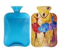 Mexpekil Bouillotte art abstrait ballerines avec housse, sac d'eau chaude en PVC de 2 L pour soulager la douleur, les pieds, le dos, la chaleur