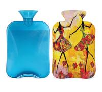 Mexpekil Bouillotte Art Danseuse de ballet africaine avec housse, sac d'eau chaude en PVC de 2 L pour soulager la douleur, les pieds, le dos, la chaleur