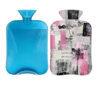 Mexpekil Bouillotte Art Rose Noir Blanc Texture avec housse en PVC 2L pour soulager la douleur, les pieds, le dos, la chaleur