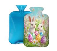 Mexpekil Bouillotte avec housse en flanelle douce de 2 L - Grande bouillotte pour soulager la douleur - Mains chaudes, pieds et corps - Cadeau idéal pour adultes et enfants - Motif lapin blanc et