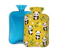 Mexpekil Bouillotte avec housse en flanelle douce de 2 L - Grande bouillotte pour soulager la douleur - Mains chaudes, pieds et corps - Cadeau idéal pour adultes et enfants (trèfle à feuilles de panda
