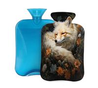 Mexpekil Bouillotte avec housse en flanelle douce de 2 L - Grande bouillotte pour soulager la douleur - Mains chaudes, pieds et corps - Cadeau idéal pour adultes et enfants (papillon fleur endormie)