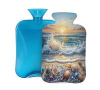 Mexpekil Bouillotte avec housse en flanelle douce de 2 L pour soulager la douleur, mains chaudes, pieds et corps, cadeau idéal pour adultes et enfants (plage nacrée)