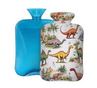 Mexpekil Bouillotte avec housse en flanelle douce de 2 L pour soulager la douleur, mains chaudes, pieds et corps, cadeau idéal pour adultes et enfants (divers dinosaures)