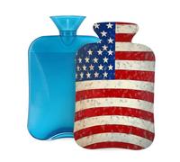 Mexpekil Bouillotte avec housse en flanelle douce de 2 L pour soulager la douleur, mains chaudes, pieds et corps, cadeau idéal pour adultes et enfants (drapeau des États-Unis)