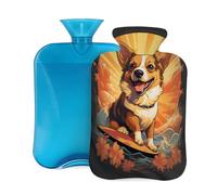 Mexpekil Bouillotte avec housse en flanelle douce de 2 L pour soulager la douleur, mains chaudes, pieds et corps, cadeau idéal pour adultes et enfants (chien amusant)