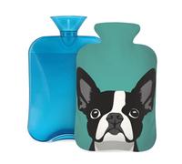 Mexpekil Bouillotte avec housse en flanelle douce de 2 L pour soulager la douleur, mains chaudes, pieds et corps, cadeau idéal pour adultes et enfants (Boston Terrier)