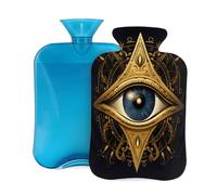 Mexpekil Bouillotte avec housse en flanelle douce de 2 L pour soulager la douleur, mains chaudes, pieds et corps, cadeau idéal pour adultes et enfants (œil magique bohème)