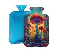Mexpekil Bouillotte avec housse en flanelle douce de 2 L pour soulager la douleur, mains chaudes, pieds et corps, cadeau idéal pour adultes et enfants (champignon forêt magique)
