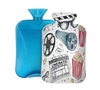 Mexpekil Bouillotte avec housse en flanelle douce de 2 L pour soulager la douleur, réchauffer les mains, les pieds et le corps, cadeau idéal pour adultes et enfants (thème film)