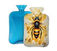 Mexpekil Bouillotte avec housse en flanelle douce de 2 L pour soulager la douleur, réchauffer les mains, les pieds et le corps, cadeau idéal pour adultes et enfants (miel d'abeille)