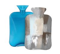 Mexpekil Bouillotte avec housse en PVC pour soulager la douleur, les pieds, le dos, la chaleur - Beige et gris - 2 l