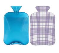 Mexpekil Bouillotte avec housse en PVC pour soulager la douleur, les pieds, le dos, la chaleur - Violet et blanc
