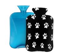 Mexpekil Bouillotte blanche et noire avec housse en PVC pour soulager la douleur, les pieds, le dos, la chaleur