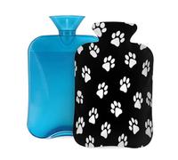 Mexpekil Bouillotte blanche et noire avec housse en PVC pour soulager la douleur, les pieds, le dos, la chaleur