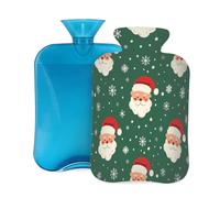 Mexpekil Bouillotte de neige Père Noël avec housse, sac d'eau chaude en PVC de 2 L pour soulager la douleur, les pieds, le dos, la chaleur