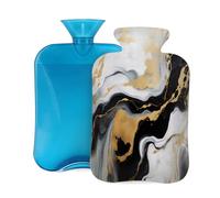 Mexpekil Bouillotte liquide noir et blanc avec housse en PVC pour soulager la douleur, les pieds, le dos, la chaleur