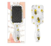 Mexpekil Brosse à cheveux de massage pour homme et femme - Brosse démêlante pour cheveux humides ou secs - Peignes à coussin d'air doux (fleurs d'abeilles jaunes)