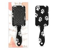 Mexpekil Brosse à cheveux démêlante blanche et noire avec motif empreintes de pattes de chien - Brosse à cheveux humides et secs - Peigne de massage à coussin d'air pour filles et femmes