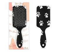 Mexpekil Brosse à cheveux démêlante blanche et noire avec motif empreintes de pattes de chien - Brosse à cheveux humides et secs - Peigne de massage à coussin d'air pour filles, femmes et hommes