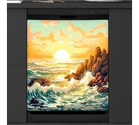 Mexpekil Cache magnétique pour lave-vaisselle Motif vagues de coucher de