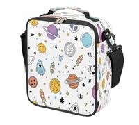 Mexpekil Cartoon Universe Rockets Planet Sac à déjeuner pour enfants garçons filles Boîte à déjeuner carrée isotherme réutilisable pour l'école, le pique-nique, les voyages