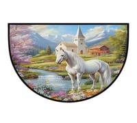 Mexpekil Castle Paillasson en demi-lune pour intérieur et extérieur - Lavable - Absorbant - Attrape la saleté - Demi rond - 61 x 91 cm