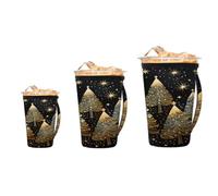 Mexpekil Christmas Tree Lot de 3 manchons réutilisables pour café glacé avec poignée, ajustement universel pour gobelets et verres de 473 à 946 ml, porte-gobelet isotherme en néoprène pour boissons