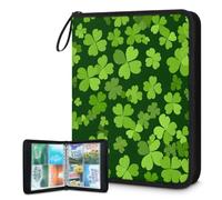 Mexpekil Clover Classeur à 4 pochettes avec 50 pages à chargement latéral pour 400 cartes Fermeture éclair Étanche