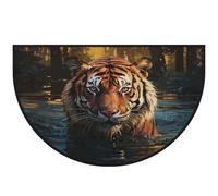 Mexpekil Cool Tiger Tapis de porte pour intérieur et extérieur - Demi cercle - Antidérapant - Lavable - Attrape la saleté - 100 x 160 cm