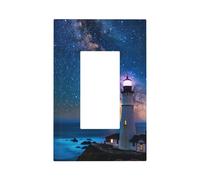 Mexpekil Coque d'interrupteur en forme de phare de la galaxie de la mer - Plaque murale décorative pour la maison et le bureau