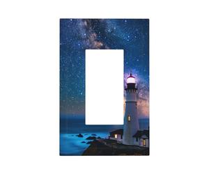 Mexpekil Coque d'interrupteur en forme de phare de la galaxie de la mer - Plaque murale décorative pour la maison et le bureau