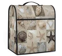 Mexpekil Coquillages et étoiles de mer Patchwork Housse de mixage sur socle pour appareils de cuisine de 5 à 8 litres, housse anti-poussière avec poignée supérieure et poches, accessoires de