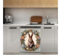Mexpekil Couronne de lapin rétro magnétique pour lave-vaisselle - 53,3 x 66 cm - Autocollant décoratif pour porte d'entrée - Panneau magnétique étanche