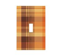 Mexpekil Couvercle d'interrupteur à bascule simple orange Buffalo Check - Plaque murale décorative pour la maison et le bureau