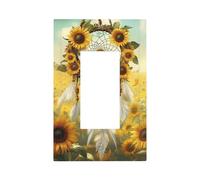 Mexpekil Couvercle d'interrupteur attrape-rêves tournesols - 1 interrupteur à bascule unique - Plaque murale décorative pour la maison et le bureau