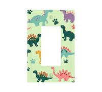 Mexpekil Couvercle d'interrupteur coloré avec empreintes de dinosaures - 1 interrupteur à bascule unique - Plaque murale décorative pour la maison et le bureau