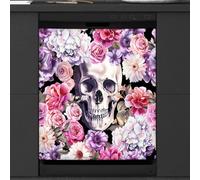 Mexpekil Couvercle magnétique pour lave-vaisselle Motif crâne floral