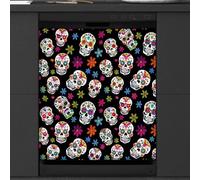 Mexpekil Couvercle magnétique pour lave-vaisselle Motif crâne floral