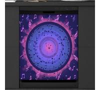 Mexpekil Couvercle magnétique pour lave-vaisselle Motif notes de musique | Housses décoratives réutilisables pour lave-vaisselle - Panneau avant magnétique - 58,4 x 66 cm - Autocollant pour appareils