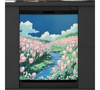 Mexpekil Couvercle magnétique pour lave-vaisselle Motif tulipes roses