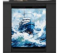 Mexpekil Couvercle magnétique pour lave-vaisselle Motif vagues de mer