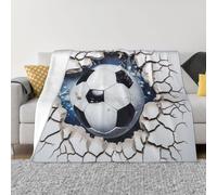 Mexpekil Couverture 3D ballon de football motif sport douce et chaude en flanelle décorative pour lit, canapé, voyage, 100 x 125 cm