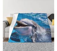 Mexpekil Couverture 3D en forme de dauphin, poisson océan, couverture polaire douce et chaude en flanelle décorative pour lit, canapé, voyage, 100 x 125 cm