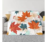 Mexpekil Couverture colorée d'automne en forme de feuilles d'érable - Couverture polaire douce et chaude - Couverture décorative en flanelle pour lit, canapé, voyage, 76 x 102 cm