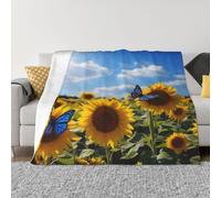 Mexpekil Couverture d'été tournesol et papillon - Couverture polaire douce et chaude - Couverture en flanelle décorative pour lit, canapé, voyage, 76 x 102 cm