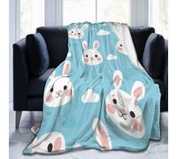 Mexpekil Couverture douce et confortable en flanelle polaire pour canapé, lit, camping, voyage, blanc 150 x 125 cm